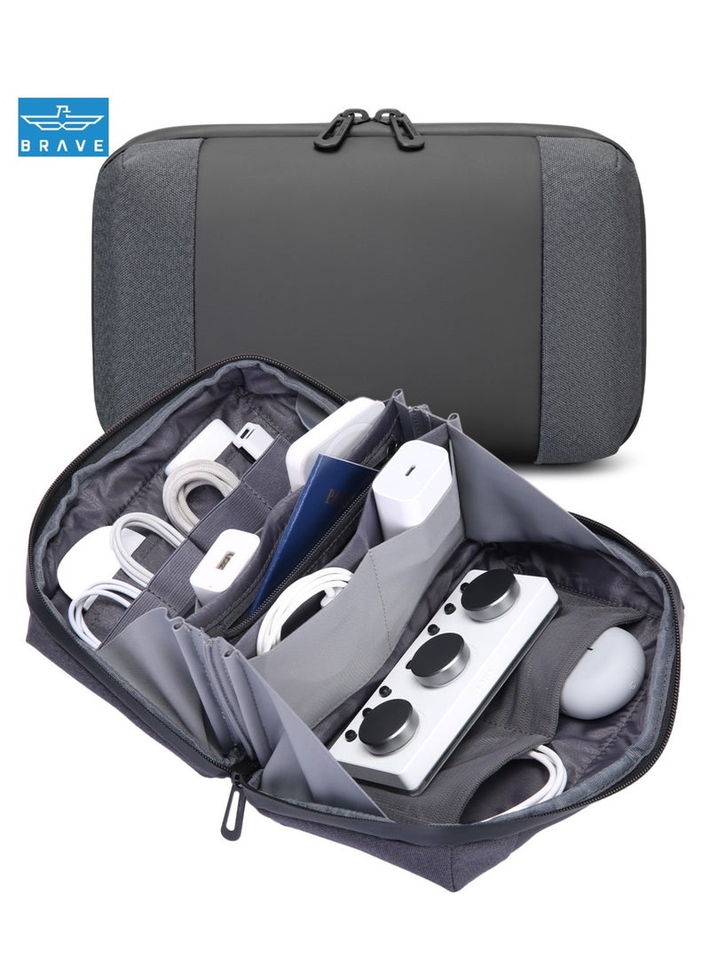 Brave Electronics Organizer Bag - Waterproof Tech Accessories Case for Travel, Clutch Bag for Cables, Camera Gear, Batteries, Power Bank, SD/TF Cards, Hard Disk, and More - Durable Travel Pouch with Multiple Compartments for Ultimate Organization  - Image 1