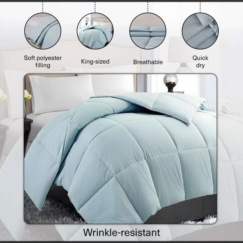 Pan Home طقم لحاف كينج قابل للعكس باللون Aqua - Image 4