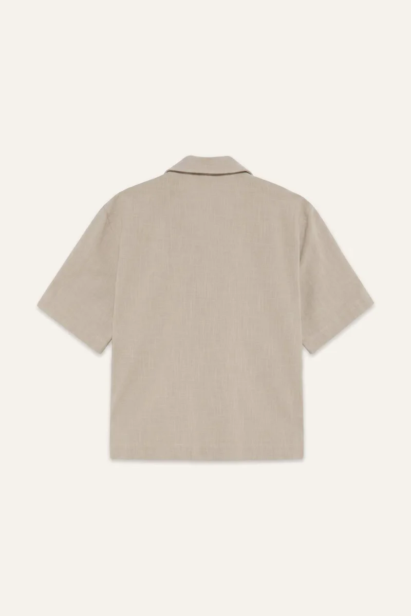 ديفاكتو Boxy Fit Woven Polo Shirt