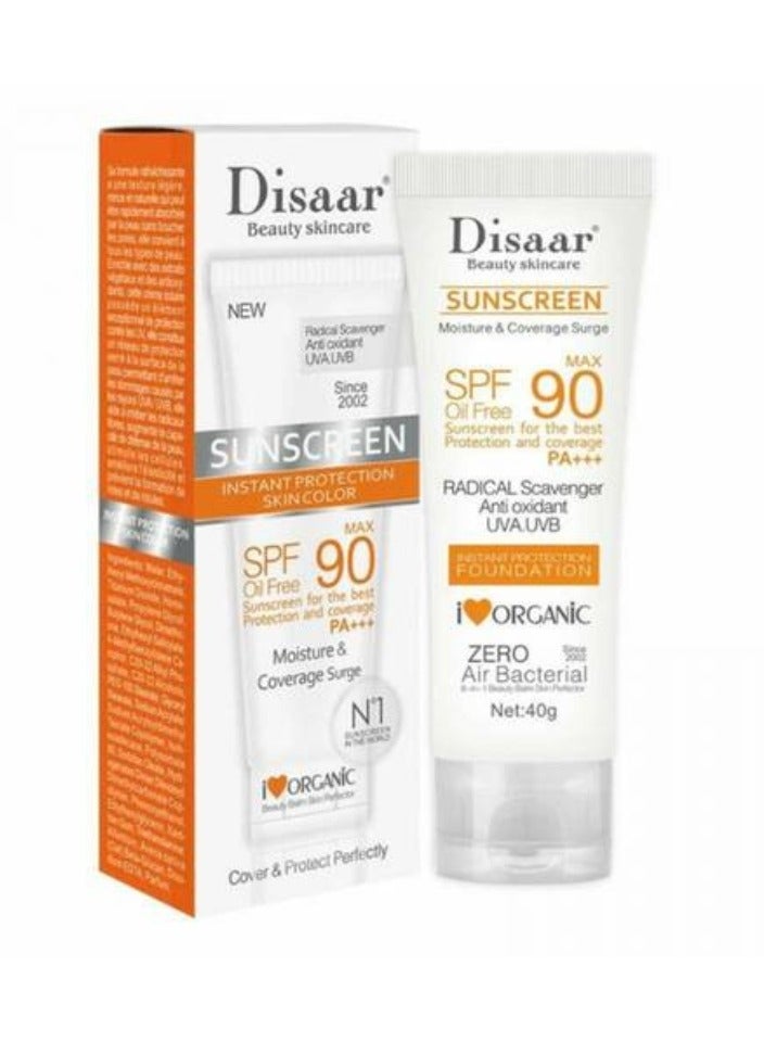 واقي الشمس حماية فورية للون البشرة عامل حماية من الشمس 90 خالي من الزيوت 40جرام