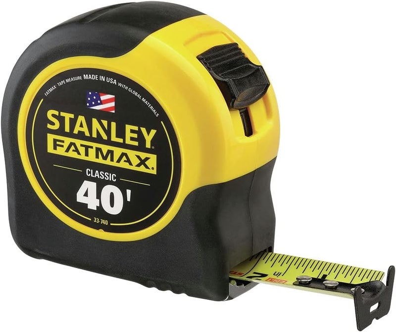 Stanley FatMax 40-Foot Tape Measure with BladeArmor Coating - Black and Yellow - Image 1