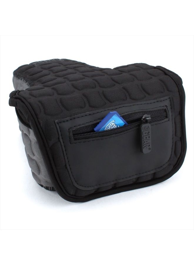USA Gear USA GEAR FlexARMOR X DSLR SLR Camera Case Sleeve with Deluxe Padded Neoprene Protection, Carabiner Clip and Accessory Storage - Compatible with Nikon D3400, Canon EOS Rebel SL2, Pentax K-70 and More - Image 3