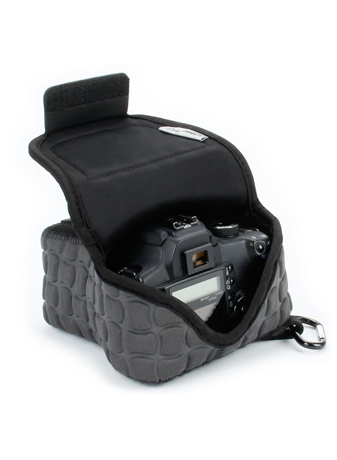 USA Gear USA GEAR FlexARMOR X DSLR SLR Camera Case Sleeve with Deluxe Padded Neoprene Protection, Carabiner Clip and Accessory Storage - Compatible with Nikon D3400, Canon EOS Rebel SL2, Pentax K-70 and More - Image 1