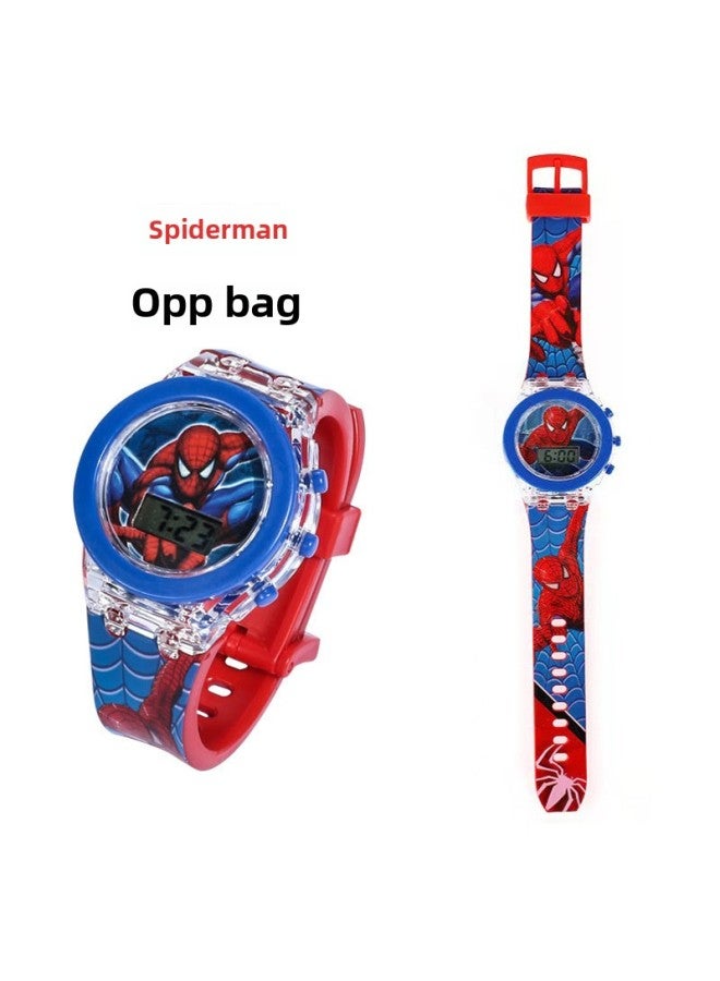 Live Supply Animation Flip Projection Watch Avengers Spider-man Telescopic Digital Watch Kidsren's Toy Gift-Color:8577 Bagged Light + Time Spider  - Image 1