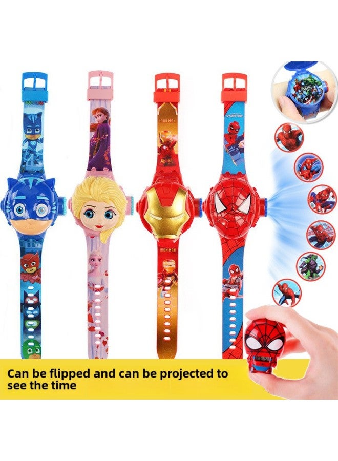 Live Supply Animation Flip Projection Watch Avengers Spider-man Telescopic Digital Watch Kidsren's Toy Gift-Color:8577 Bagged Light + Time Spider  - Image 2