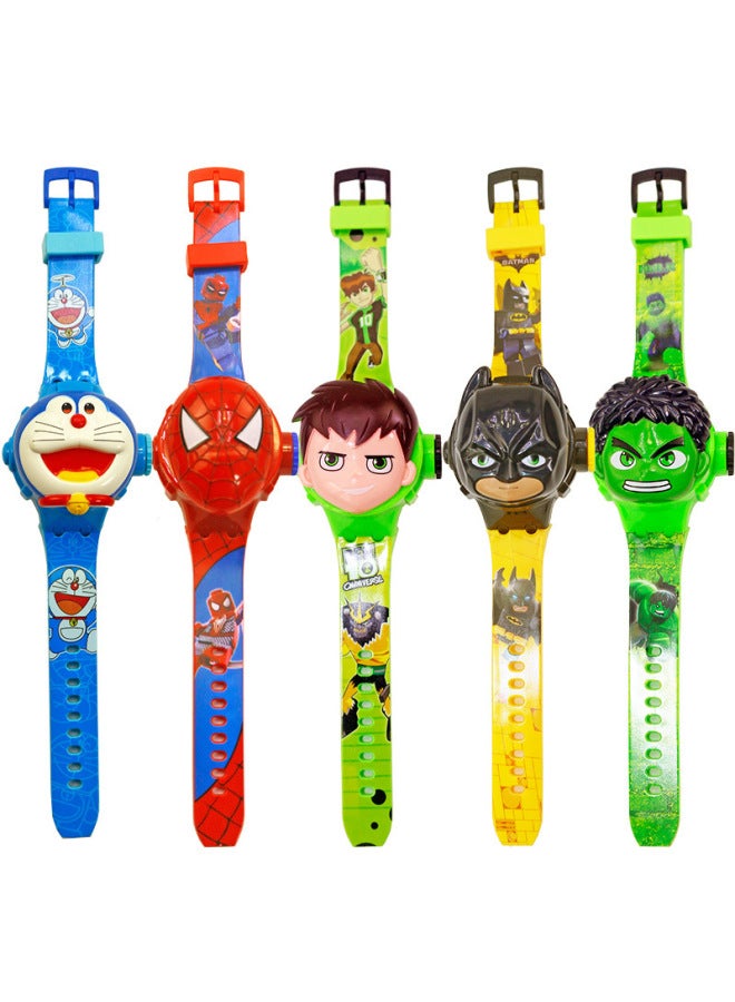 Live Supply Animation Flip Projection Watch Avengers Spider-man Telescopic Digital Watch Kidsren's Toy Gift-Color:8577 Bagged Light + Time Spider  - Image 5