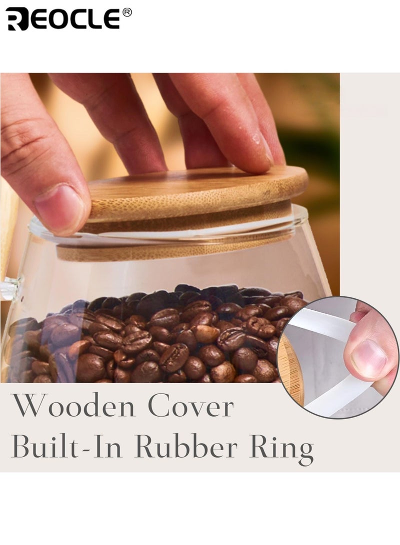 REOCLE 3pcs Sealed Glass Storage Jar Set with Spoon Airtight Container for Coffee Sugar Tea Salt Candy Kitchen Pantry Organization Essentials - Image 4