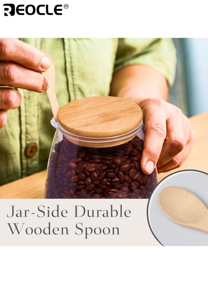 REOCLE 3pcs Sealed Glass Storage Jar Set with Spoon Airtight Container for Coffee Sugar Tea Salt Candy Kitchen Pantry Organization Essentials - Image 5