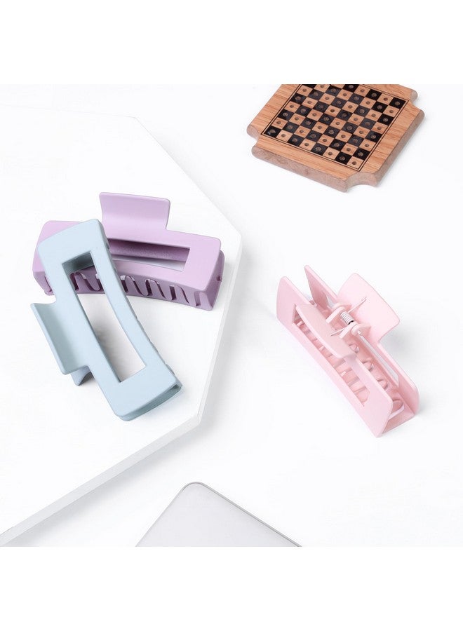 RedChimes 3pcs Large Matte Claw Clips Rectangle Hair Clips for Thick & Long Hair, Non-Slip Hair Claw For Women & Girls (Multicolor) - Image 2