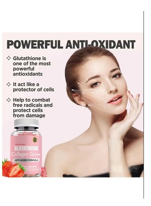 extra strength glutathione collagen glow Collagen Extra Strength Glutathione Collagen Glow for Anti-Aging Formula 60  Gummies | Best Price KSA
