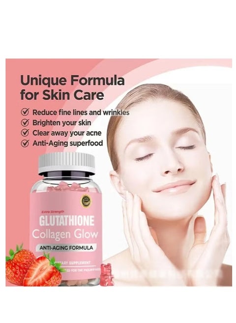 glutathione with collagen tablets Collagen Extra Strength Glutathione Collagen Glow for Anti-Aging Formula 60  Gummies | Best Price KSA