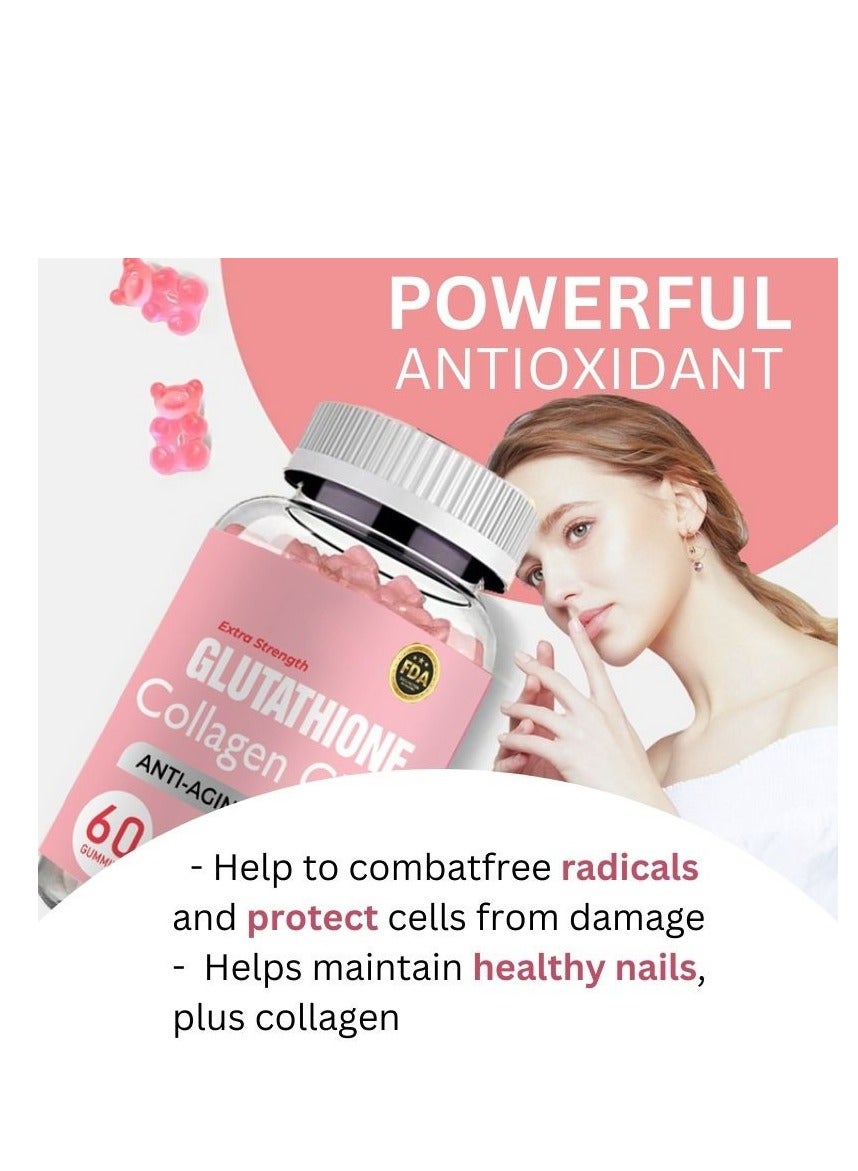 Collagen Extra Strength Glutathione Collagen Glow for Anti-Aging Formula 60 Gummies | Best Price KSA