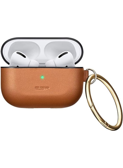 Protective Cover For Airpods Pro Case 2019 Metro Light Airpods Carrying Case For Airpods Pro Charging Case With Keychain & Keyring Shock Resistant Visible Front Led Brown