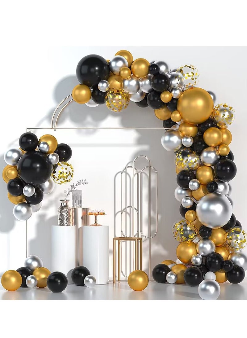 xppier Happy Birthday Party Decorations Set, 133 Pcs Black and Gold Birthday Photography Backdrop Banner Package for Boys Girls Men Women Balloons Birthday Party Set (Black Gold) - Image 4