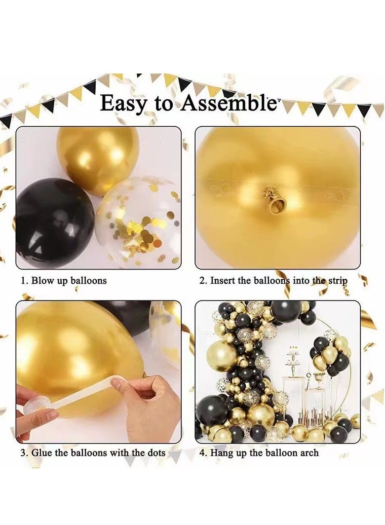 xppier Happy Birthday Party Decorations Set, 133 Pcs Black and Gold Birthday Photography Backdrop Banner Package for Boys Girls Men Women Balloons Birthday Party Set (Black Gold) - Image 3