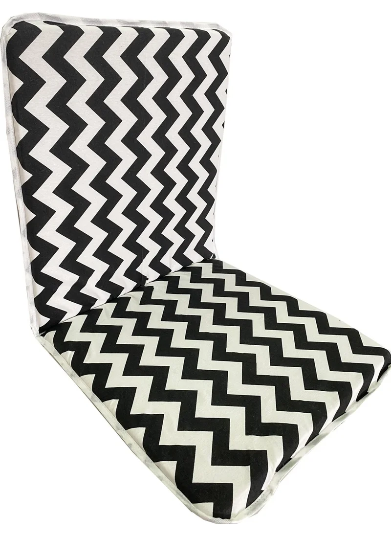 Nelson Chair Cushion with Back, Elastic, Zippered, Sponge - 2 Pieces (Zigzag) Washable