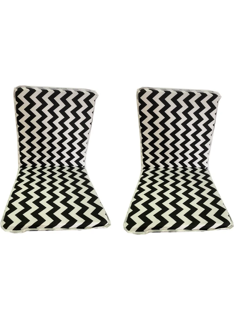 Nelson Chair Cushion with Back, Elastic, Zippered, Sponge - 2 Pieces (Zigzag) Washable