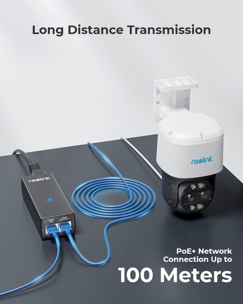 ريولينك محول Gigabit PoE، مصادر طاقة من نوع PoE+ (30 واط) أو PoE (15.4 واط)، مدى يصل إلى 100 متر، توصيل سهل (Plug & Play)، مناسب لكاميرات PoE أو أجراس الباب المرئية التي تعمل بتقنية PoE. - Image 4