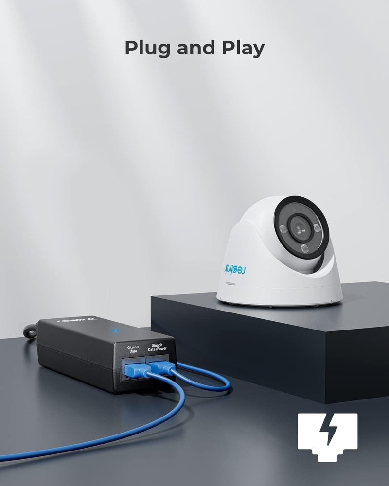 ريولينك محول Gigabit PoE، مصادر طاقة من نوع PoE+ (30 واط) أو PoE (15.4 واط)، مدى يصل إلى 100 متر، توصيل سهل (Plug & Play)، مناسب لكاميرات PoE أو أجراس الباب المرئية التي تعمل بتقنية PoE. - Image 3