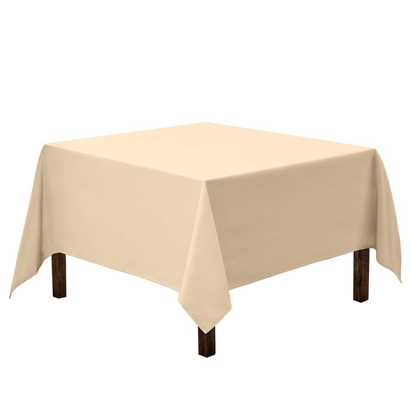 Gee Di Moda Square Tablecloth - 70 x 70 Inch Beige Table Cloth for Medium Square or Round Tables - Heavy Duty Washable Fabric - for Buffet Table  Holiday Party  Dinner  Wedding & Baby Shower - Image 1