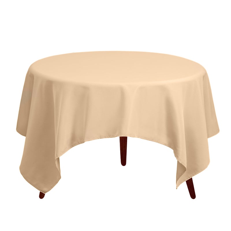 Gee Di Moda Square Tablecloth - 70 x 70 Inch Beige Table Cloth for Medium Square or Round Tables - Heavy Duty Washable Fabric - for Buffet Table  Holiday Party  Dinner  Wedding & Baby Shower - Image 2
