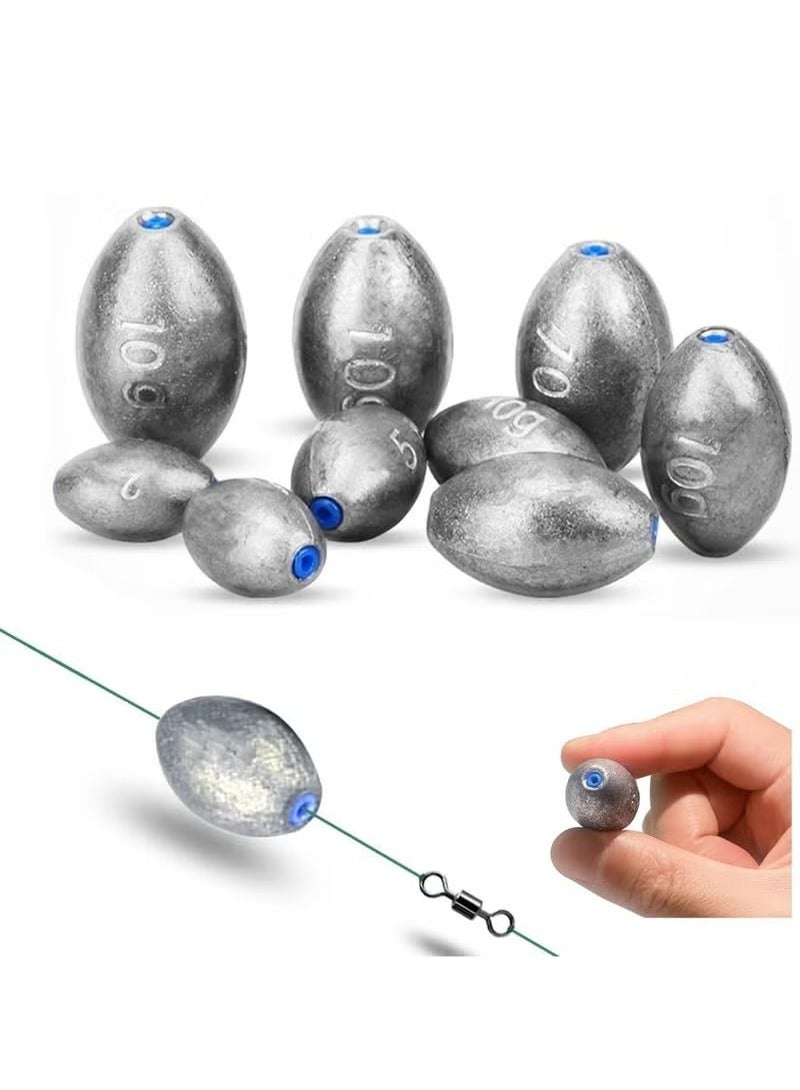 Generic 36PCS Fishing Egg Sinker Weights,2g/5g/10g Fishing Olive Shape Inner Core Assortment Lead,Olive Shape Egg Sinker Weights,Olive Shape Inner Bass Lead Casting for Saltwater and Freshwater - Image 1