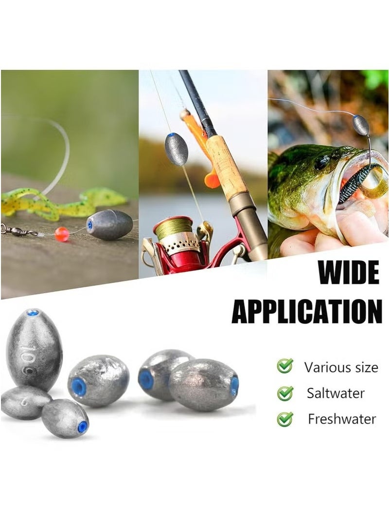 Generic 36PCS Fishing Egg Sinker Weights,2g/5g/10g Fishing Olive Shape Inner Core Assortment Lead,Olive Shape Egg Sinker Weights,Olive Shape Inner Bass Lead Casting for Saltwater and Freshwater - Image 3