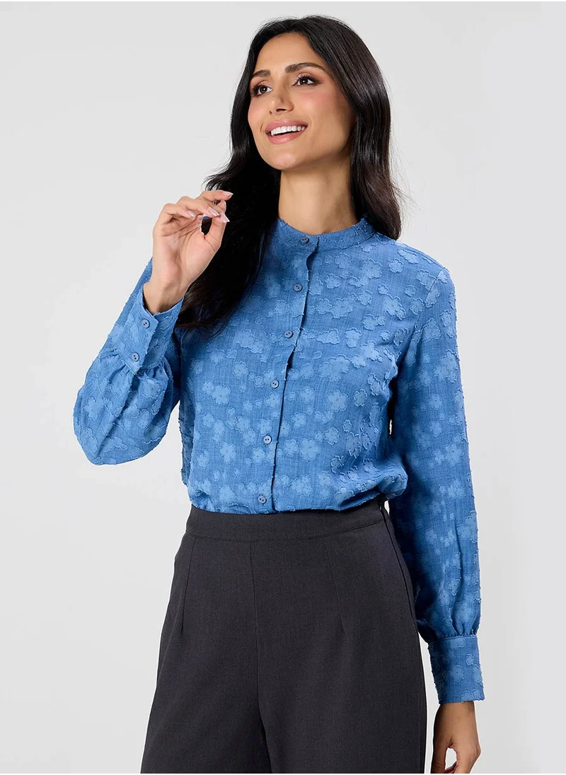 Zigzag Detailed Long Sleeve Top