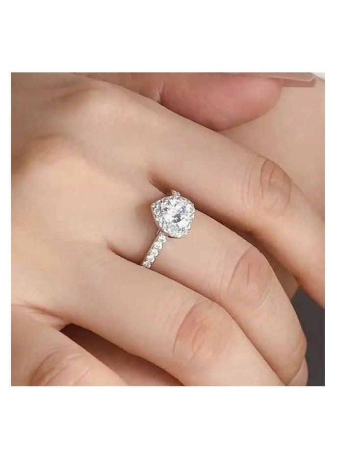 Adjustable Heart Engagement Ring for Women, 2 Carat Cubic Zirconia Wedding Band, Suitable for Anniversary Gift - White  - Image 4