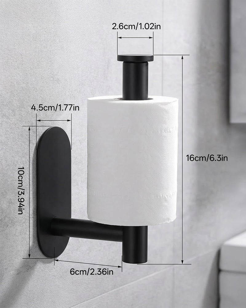 Proxima Direct 2 Pack Adhesive Toilet Paper Holder Rustproof 304 Stainless Steel Kitchen Roll Holder Peel and Stick for Bathroom Washroom Home (Black) - Image 2