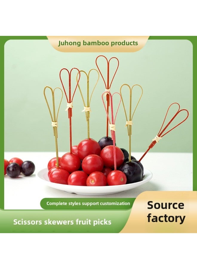 High Yan Value Stall Internet Celebrated Sugar-Coated Berry Scissors Sign Bar Art Decorative Cocktail Bamboo Sandwich Flower Sign-Specifications:Customized Length-Color:Wine Red - Image 2