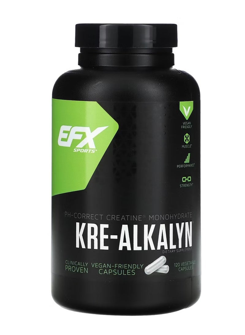 EFX SPORTS Kre-Alkalyn 750 mg, 120 Veg Capsules, pH-Correct Creatine for Strength & Performance Support