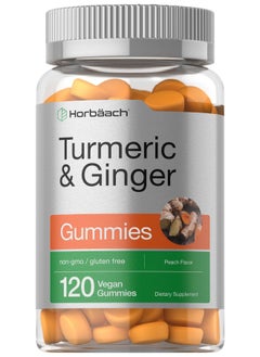 Horbaach Horbäach Turmeric and Ginger Gummies | 120 Count | Peach Flavor | Vegan Non-GMO & Gluten Free Supplement  - Image 1