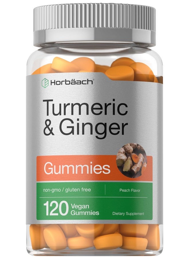 Horbaach Horbäach Turmeric and Ginger Gummies | 120 Count | Peach Flavor | Vegan Non-GMO & Gluten Free Supplement  - Image 1