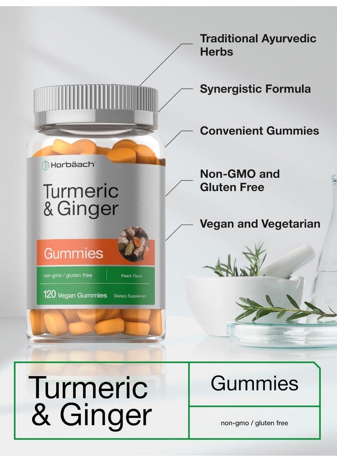 Horbaach Horbäach Turmeric and Ginger Gummies | 120 Count | Peach Flavor | Vegan Non-GMO & Gluten Free Supplement  - Image 4