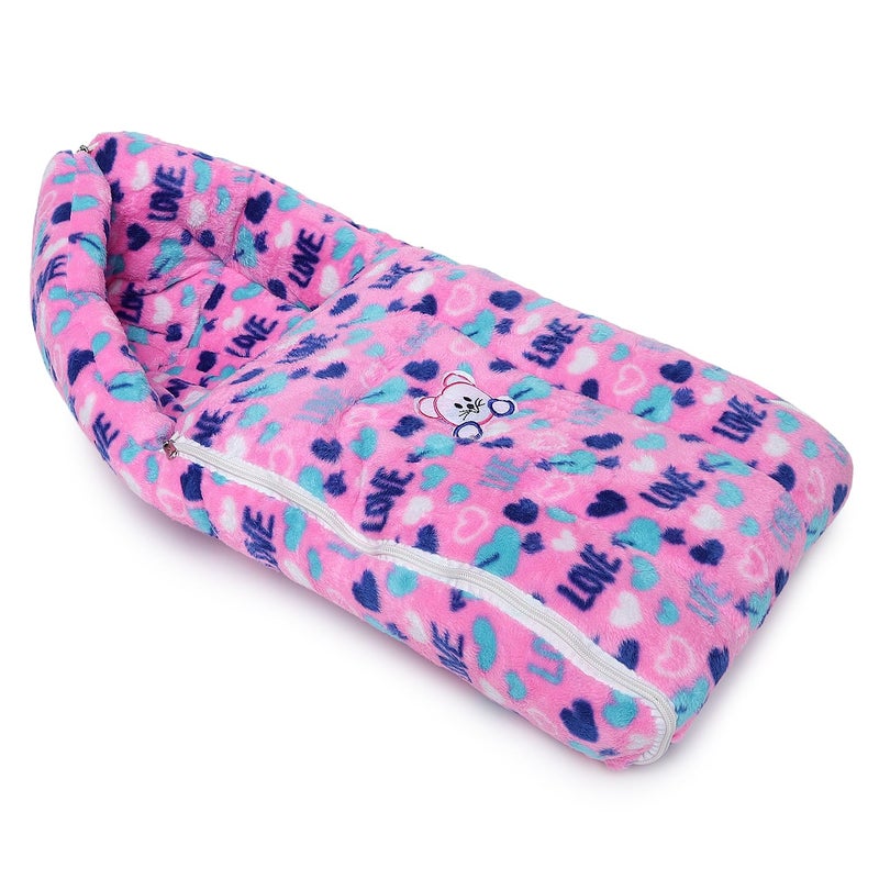 Superminis Newborn Baby Sleeping Bag Bedding Set Foldabale Mattress and Carry Bag 06 Months Pink - Image 1
