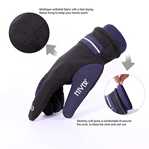 HIVER Mens Waterproof Gloves Winter Gloves Touch Screen Glove Anti-Slip Waterproof Texting Gloves for Cold Weather Trekking (Medium, Black) - Image 5