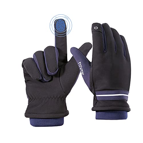 HIVER Mens Waterproof Gloves Winter Gloves Touch Screen Glove Anti-Slip Waterproof Texting Gloves for Cold Weather Trekking (Medium, Black) - Image 3