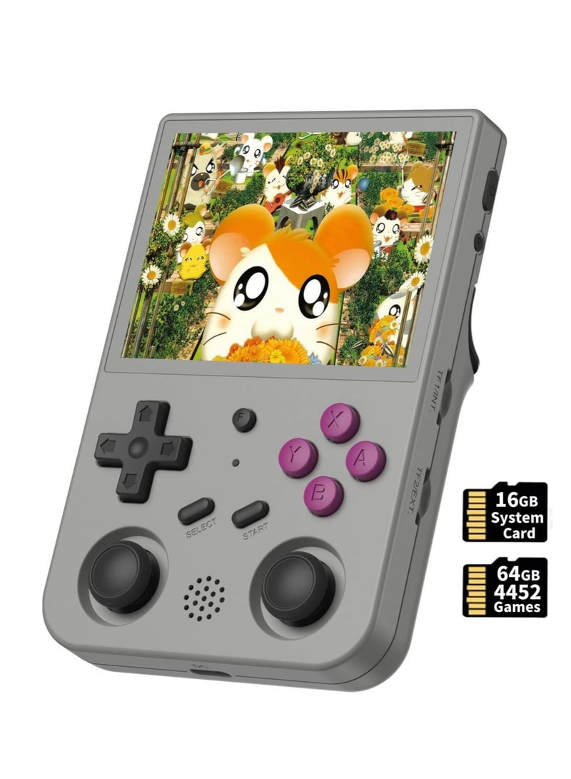 ANBERNIC  RG353V Retro Handheld Game with Dual OS Android 11 and Linux, RG353V with 64G TF Card Pre-Installed 4452 Games Supports 5G WiFi 4.2 Bluetooth  (Grey) - Image 1