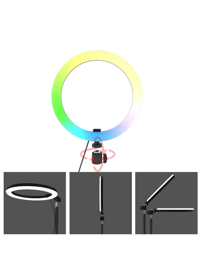 تيكسيم حلقة إضاءة LED RGB، 13 بوصة، حامل ثلاثي القوائم قابل للتعديل 210 سم، وضع متعدد الألوان مع حامل هاتف، جهاز تحكم عن بعد للبث المباشر، التصوير الفوتوغرافي، تيك توك، يوتيوب، إنستغرام - Image 4