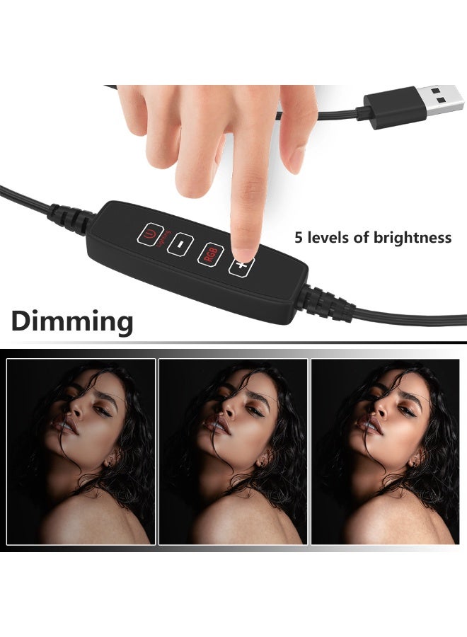 تيكسيم حلقة إضاءة LED RGB، 13 بوصة، حامل ثلاثي القوائم قابل للتعديل 210 سم، وضع متعدد الألوان مع حامل هاتف، جهاز تحكم عن بعد للبث المباشر، التصوير الفوتوغرافي، تيك توك، يوتيوب، إنستغرام - Image 5