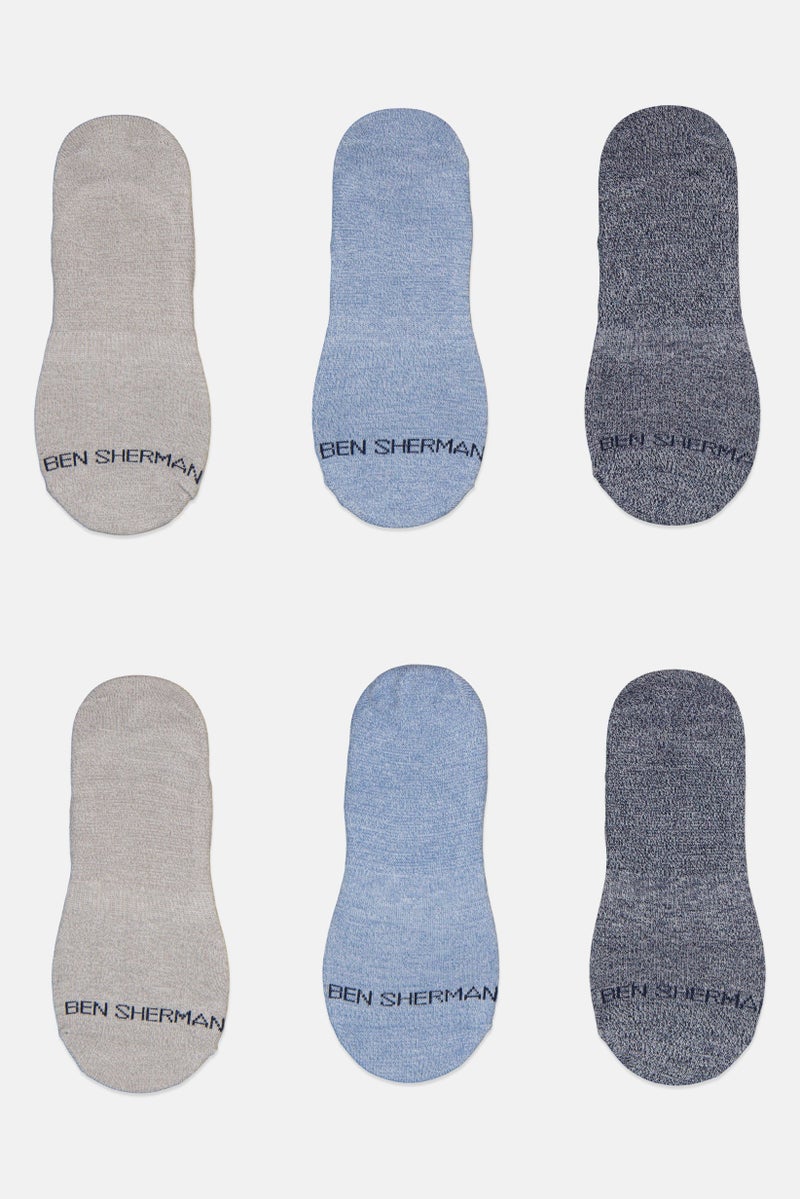 Ben Sherman Men 6 Pairs Brand Logo No Show Liner Socks, Multicolor  - Image 2