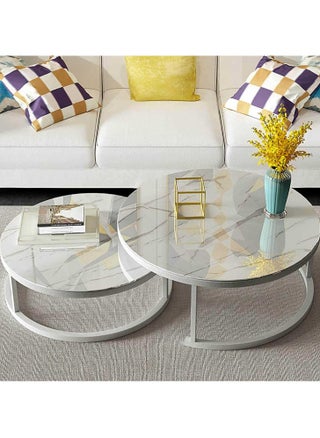 Round side tables, stylish round nested coffee tables set of 2 with marble texture and metal frame - ideal for small spaces and modern decor. - pzsku/Z2D5B8AE050B155645486Z/45/_/1733243139/b34af426-17a8-498f-a90b-d435a10ef270