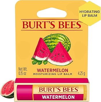 Burt's Bees بلسم شفاه بورتس بيز بنكهة البطيخ المرطب للرجال والنساء 015 أونصة شفاه بلسم شفاف - Image 1