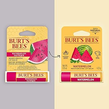 Burt's Bees بلسم شفاه بورتس بيز بنكهة البطيخ المرطب للرجال والنساء 015 أونصة شفاه بلسم شفاف - Image 2