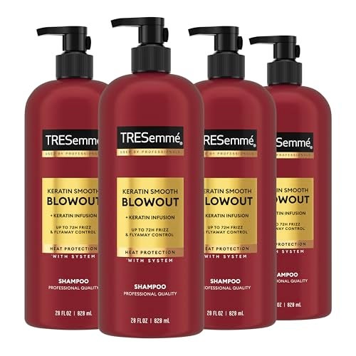TRESemmé Shampoo 4 Pack Keratin Smooth Transforming Unruly Hair, Formulated with Lamellar-Discipline, 28 Fl Oz - Image 1