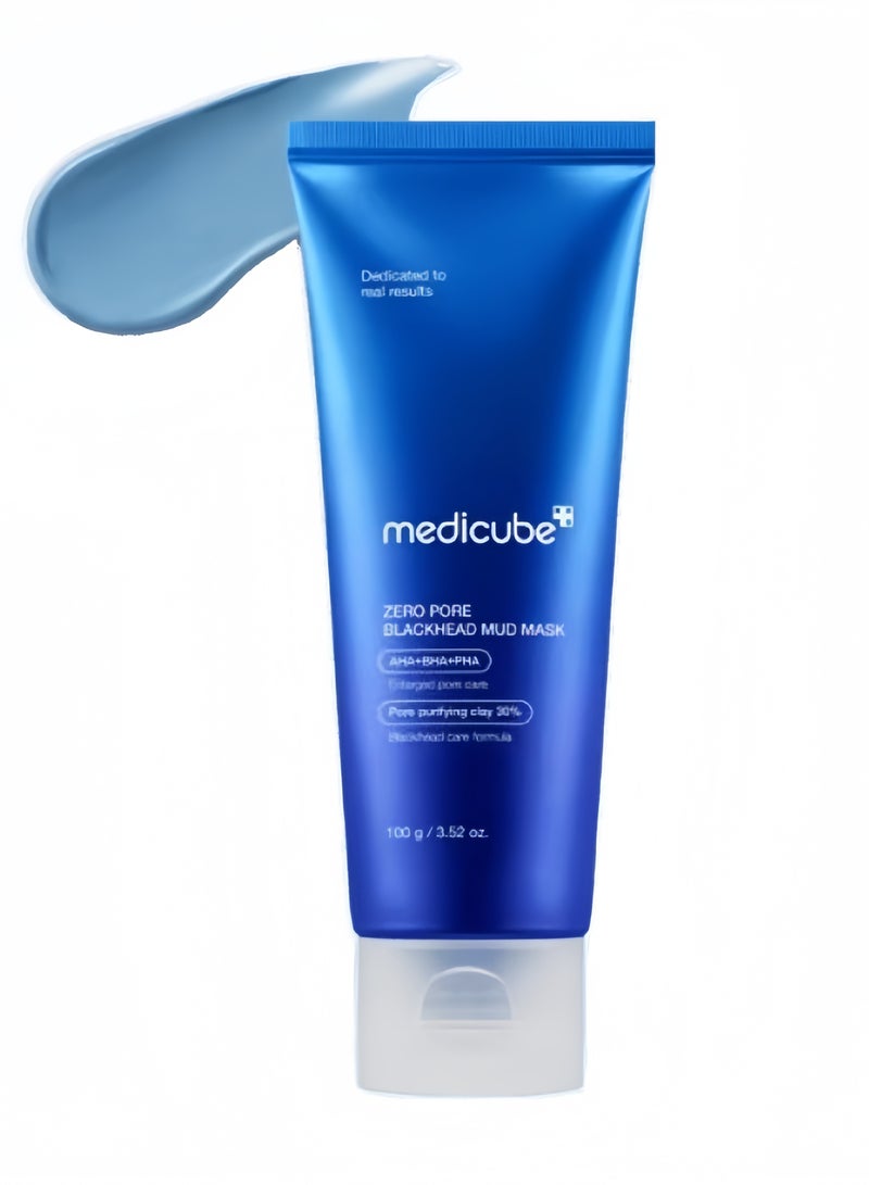 ميديكيوب قناع الطين الأسود للوجه للقضاء على المسام - يبرّد البشرة ويضييق المسام - تركيبة تجف في 3 دقائق مع AHA وBHA وPHA وطين تنقية المسام - قناع الوجه الكوري 3.52 أونصة - Image 1