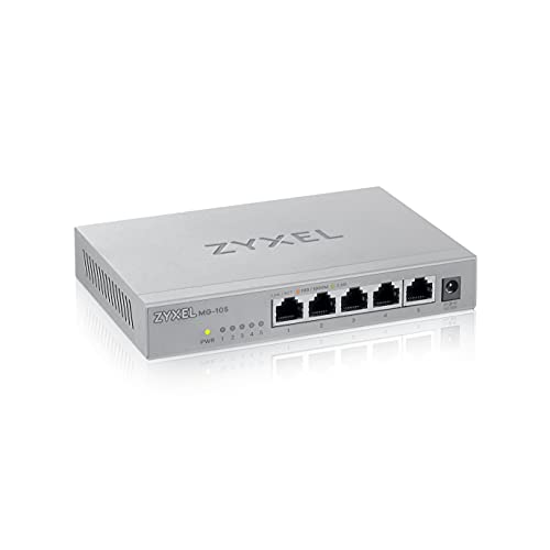 Zyxel 5-Port 100M/1G/2.5G Ethernet (RJ-45) Multi-Gigabit Unmanaged Switch | Plug and Play | Fanless Quiet | Desktop and Wall Mount | Auto MDI/MDIXSupport | Gaming (MG-105) - Image 1