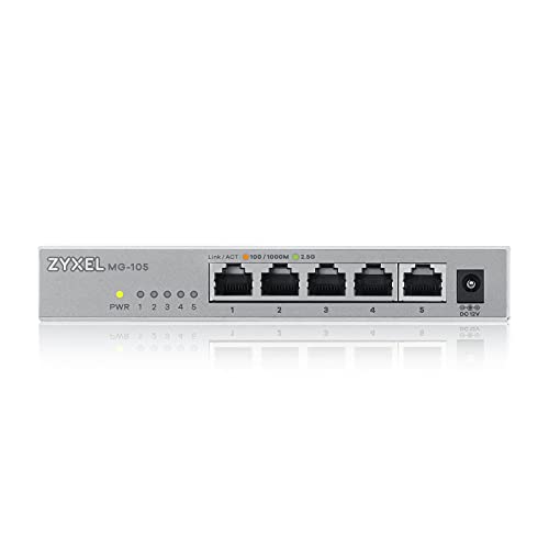 Zyxel 5-Port 100M/1G/2.5G Ethernet (RJ-45) Multi-Gigabit Unmanaged Switch | Plug and Play | Fanless Quiet | Desktop and Wall Mount | Auto MDI/MDIXSupport | Gaming (MG-105) - Image 2