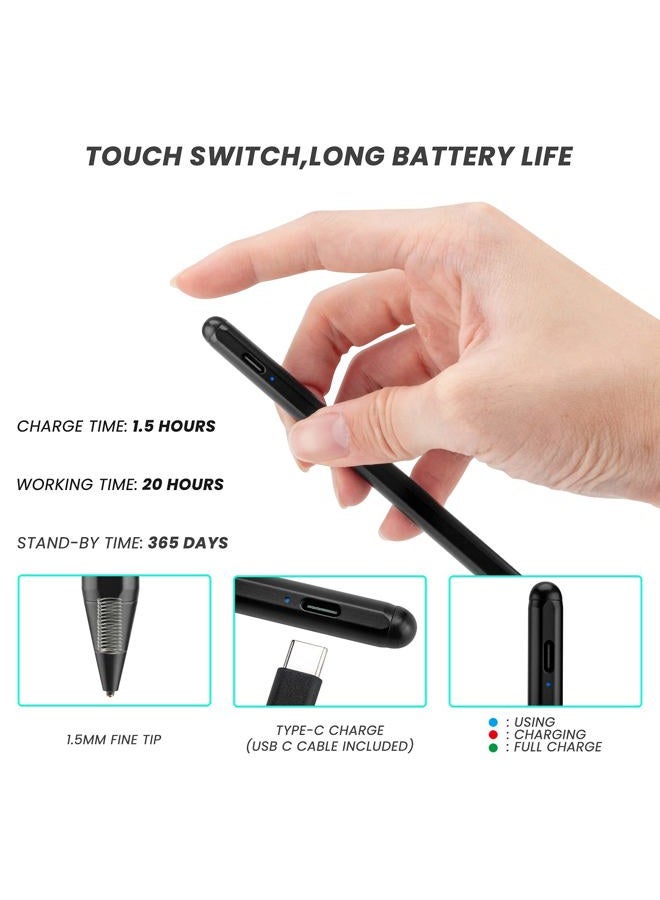 Edivia Chromebook Flip 2-in-1 Touchscreen Laptop Stylus Pen, Active Pen Digital Capacitive Stylus with Ultra Fine Tip, Touch-Control and Rechargeable, Black - Image 5